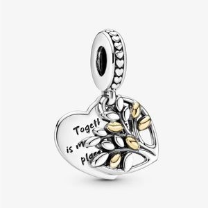 *BRAND NEW* Pandora Silver & 14lk Gold Family Tree Heart Dangle Charm 799161C00